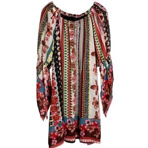 New Directions‎ Geometric Floral Print Shift Dress - Size XL